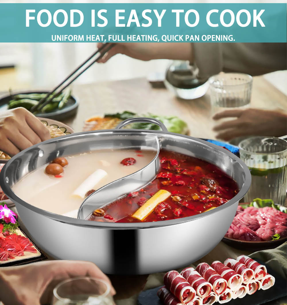 Stainless Steel Twin Mandarin Duck Hot Pot Induction Hotpot Cooker